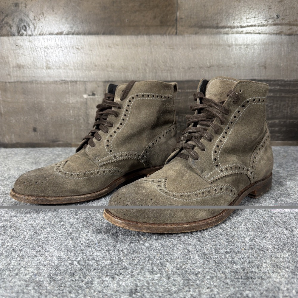 Sendra 9269 Oxford Boots Suede Wingtip Brogue Lace Up Brown Mens Sz 8.5 Spain